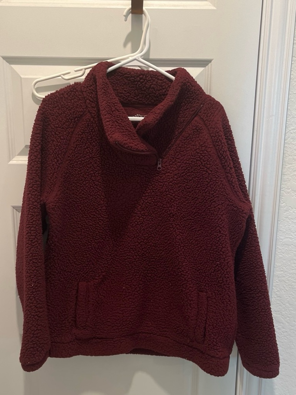 bcg Women's Maroon Sherpa Half-Zip Jacket